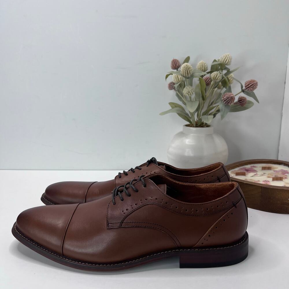 Stacy Adams Maddox Cap Toe Leather Oxford Dress Shoes Brown Men's 13M